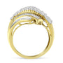 Anillo estilo bypass de 64 piedras de canal con diamantes redondos y baguette de 1 ct. p.t. en oro amarillo de 10K, foto 4