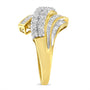 Anillo estilo bypass de 64 piedras de canal con diamantes redondos y baguette de 1 ct. p.t. en oro amarillo de 10K, foto 6