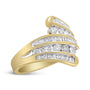 Anillo de banda cruzado de varias hileras con diamantes redondos y baguette de 1 ct. p.t. en oro amarillo de 10K, foto 2
