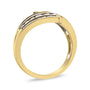 Anillo de banda cruzado de varias hileras con diamantes redondos y baguette de 1 ct. p.t. en oro amarillo de 10K, foto 5