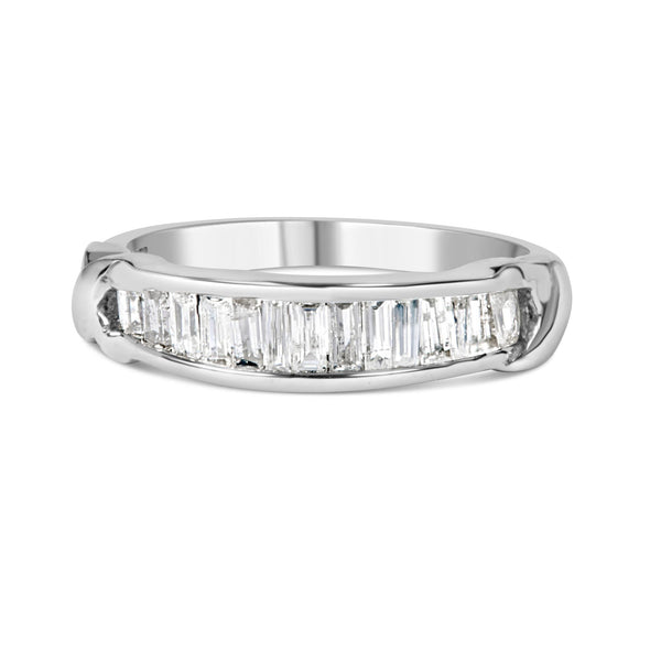 1/2 Ct. T.W. Baguette-Cut Diamond Channel-Set X-Station Wedding Ring in Sterling Silver, photo 2