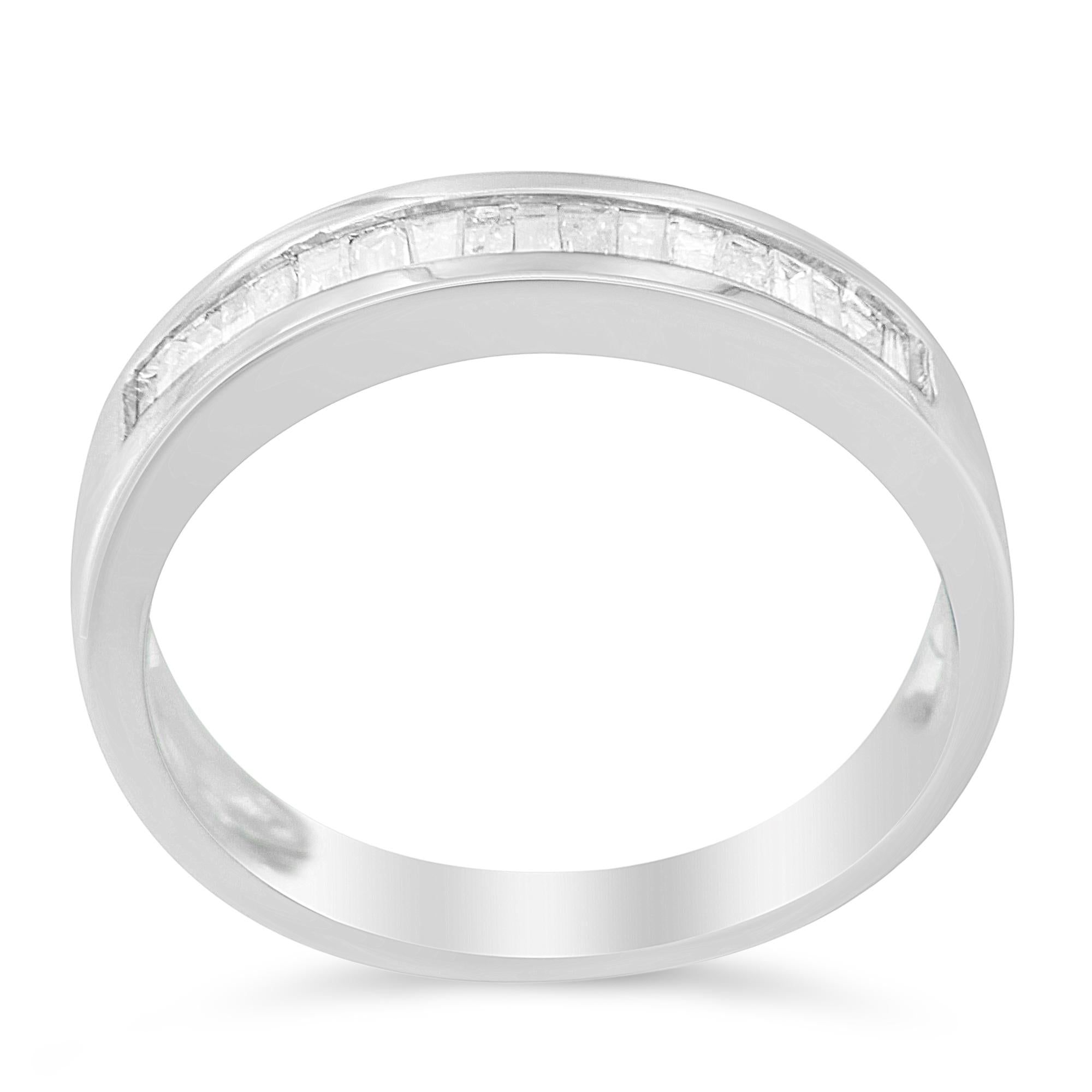 1/3 Ct. T.W. Baguette-Cut Diamond Channel-Set Stackable Wedding Ring in Sterling Silver, photo 1