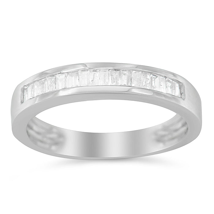 1/3 Ct. T.W. Baguette-Cut Diamond Channel-Set Stackable Wedding Ring in Sterling Silver, photo 4