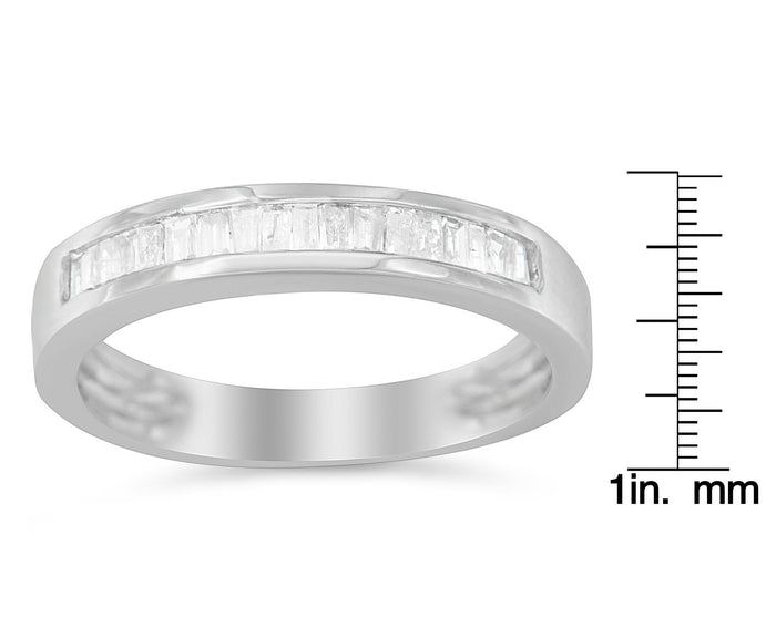 1/3 Ct. T.W. Baguette-Cut Diamond Channel-Set Stackable Wedding Ring in Sterling Silver, photo 7