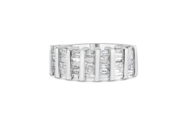 1 Ct. T.W. Baguette-Cut Diamond Vertical Channel Fluted Multi-Row Wedding Ring in Sterling Silver, photo 2