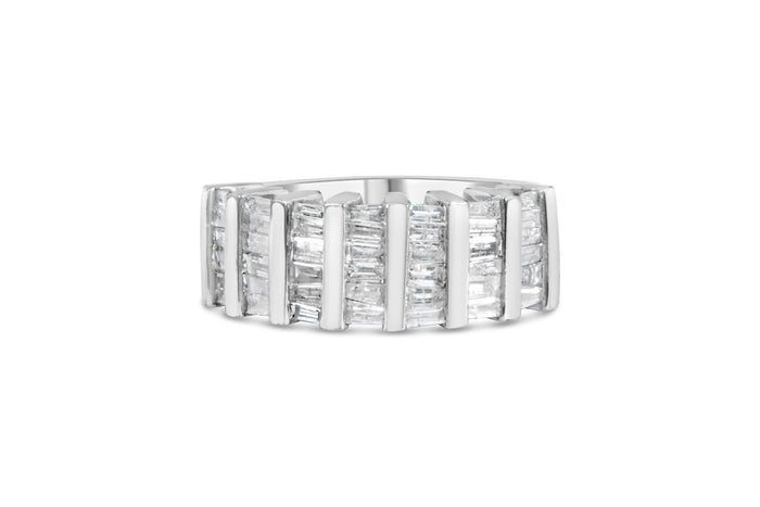 1 Ct. T.W. Baguette-Cut Diamond Vertical Channel Fluted Multi-Row Wedding Ring in Sterling Silver, photo 2