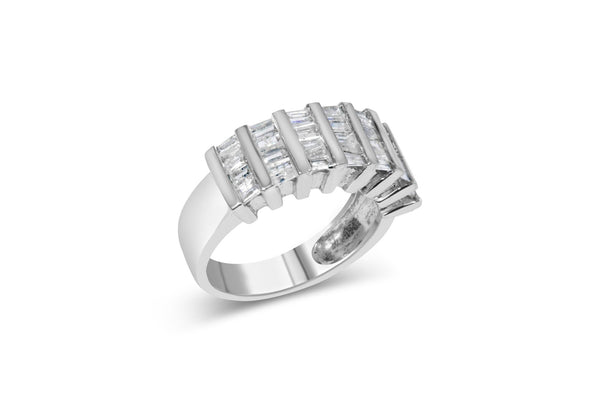 1 Ct. T.W. Baguette-Cut Diamond Vertical Channel Fluted Multi-Row Wedding Ring in Sterling Silver, photo 1