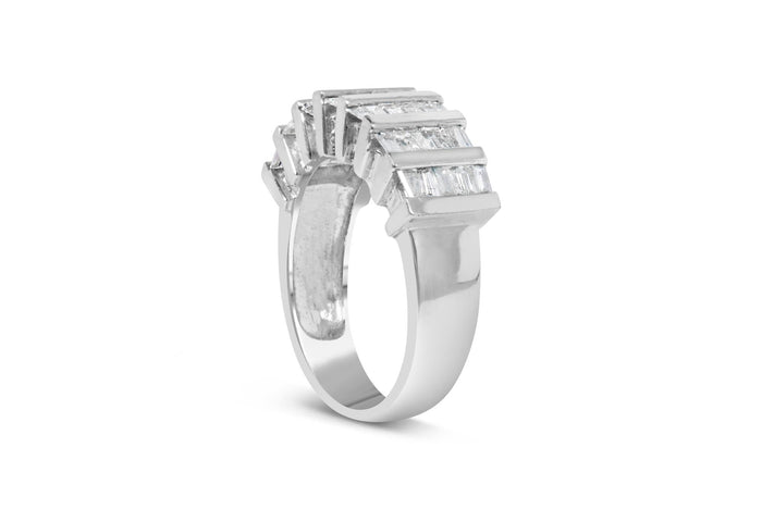 1 Ct. T.W. Baguette-Cut Diamond Vertical Channel Fluted Multi-Row Wedding Ring in Sterling Silver, photo 5