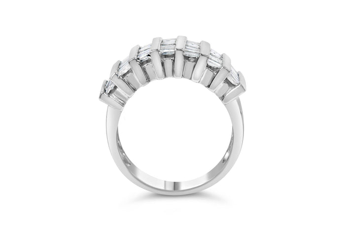 1 Ct. T.W. Baguette-Cut Diamond Vertical Channel Fluted Multi-Row Wedding Ring in Sterling Silver, photo 6