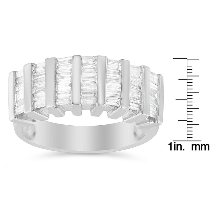 1 Ct. T.W. Baguette-Cut Diamond Vertical Channel Fluted Multi-Row Wedding Ring in Sterling Silver, photo 7