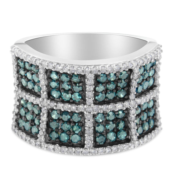 1 1/2 Ct. T.W. White and Treated Blue Diamond Cocktail Ring in 14K White Gold, photo 1