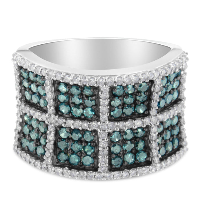 1 1/2 Ct. T.W. White and Treated Blue Diamond Cocktail Ring in 14K White Gold, photo 1