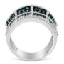 1 1/2 Ct. T.W. White and Treated Blue Diamond Cocktail Ring in 14K White Gold, photo 2