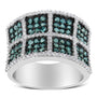 1 1/2 Ct. T.W. White and Treated Blue Diamond Cocktail Ring in 14K White Gold, photo 4