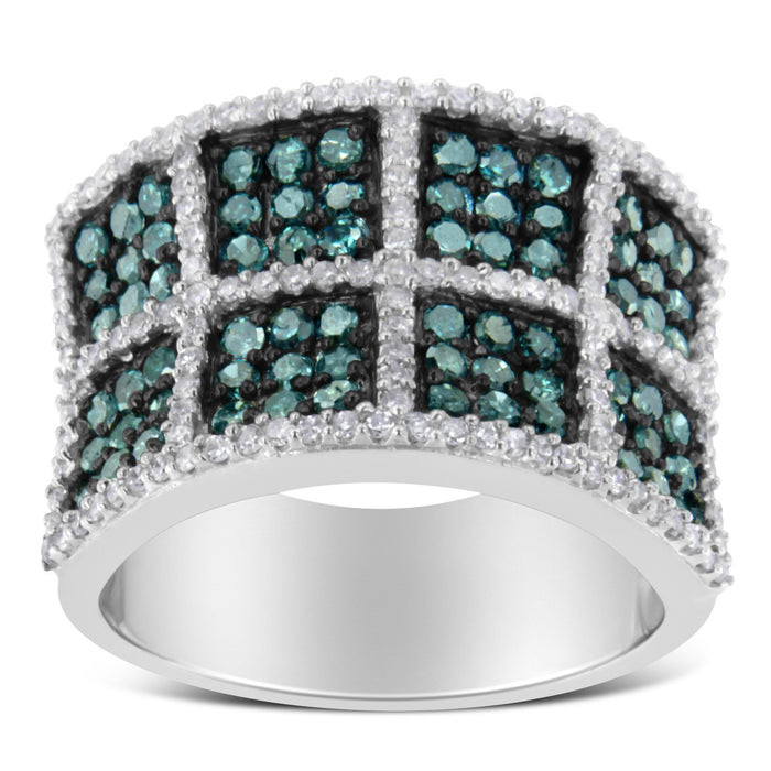 1 1/2 Ct. T.W. White and Treated Blue Diamond Cocktail Ring in 14K White Gold, photo 4