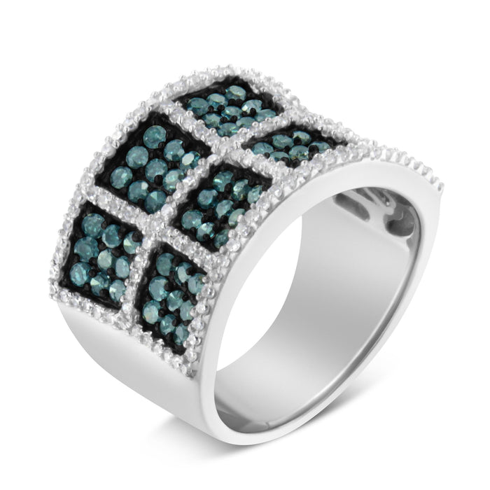1 1/2 Ct. T.W. White and Treated Blue Diamond Cocktail Ring in 14K White Gold, photo 5