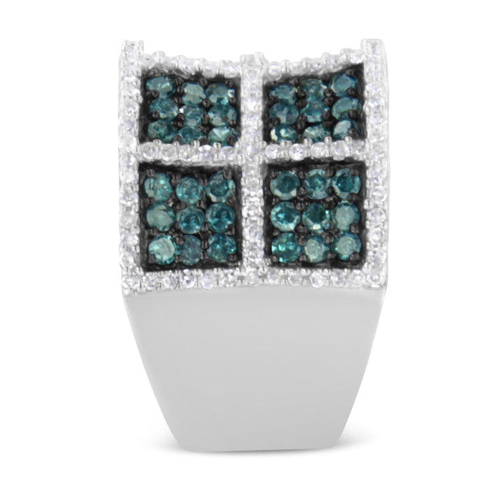 1 1/2 Ct. T.W. White and Treated Blue Diamond Cocktail Ring in 14K White Gold, photo 6