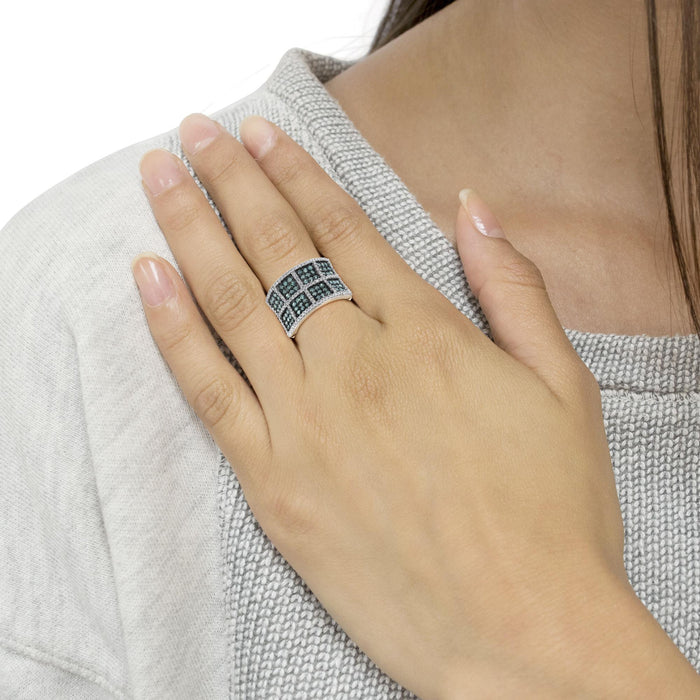1 1/2 Ct. T.W. White and Treated Blue Diamond Cocktail Ring in 14K White Gold, photo 3