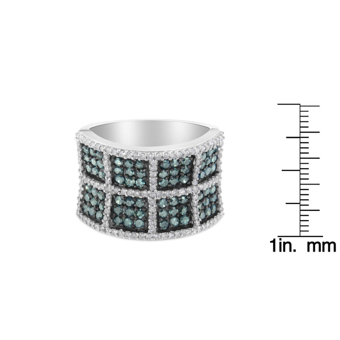 1 1/2 Ct. T.W. White and Treated Blue Diamond Cocktail Ring in 14K White Gold, photo 7