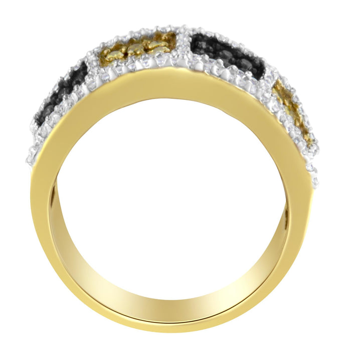 1 1/2 Ct. T.W. Champagne, Treated Yellow and White Diamond Band Ring in 14K Yellow Gold, photo 2