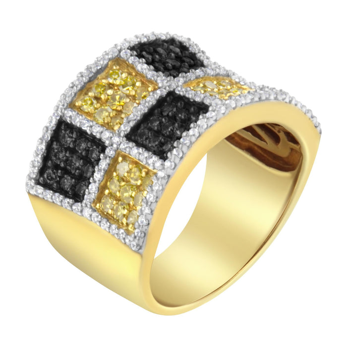 1 1/2 Ct. T.W. Champagne, Treated Yellow and White Diamond Band Ring in 14K Yellow Gold, photo 4