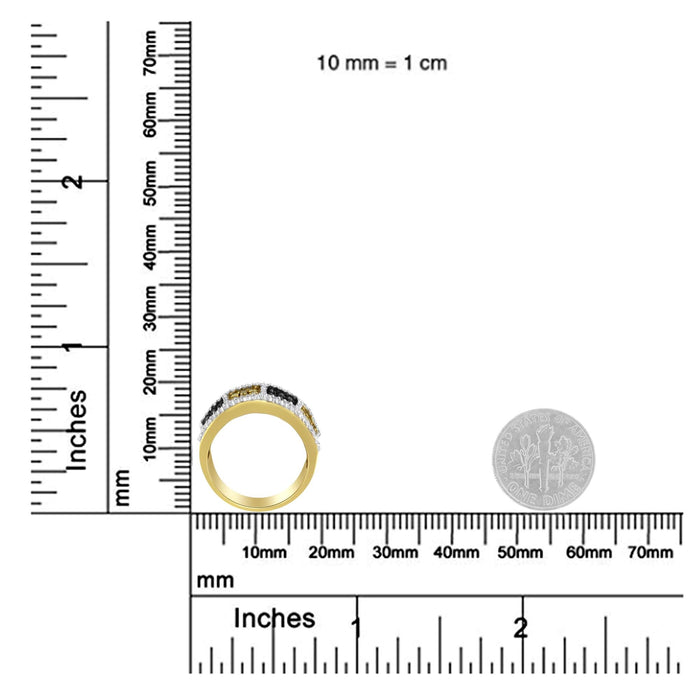 1 1/2 Ct. T.W. Champagne, Treated Yellow and White Diamond Band Ring in 14K Yellow Gold, photo 6