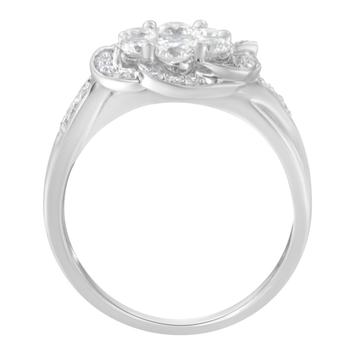 1 Ct. T.W. Floral Cluster Diamond Ring in 14K White Gold, photo 2