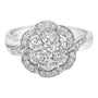 1 Ct. T.W. Floral Cluster Diamond Ring in 14K White Gold, photo 4