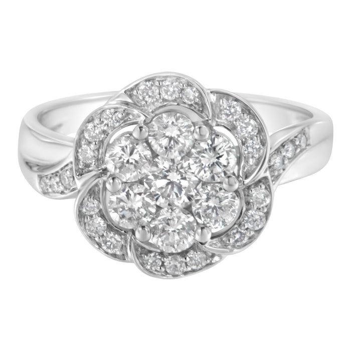 1 Ct. T.W. Floral Cluster Diamond Ring in 14K White Gold, photo 4
