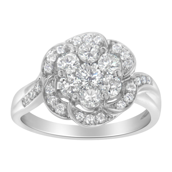 1 Ct. T.W. Floral Cluster Diamond Ring in 14K White Gold, photo 5