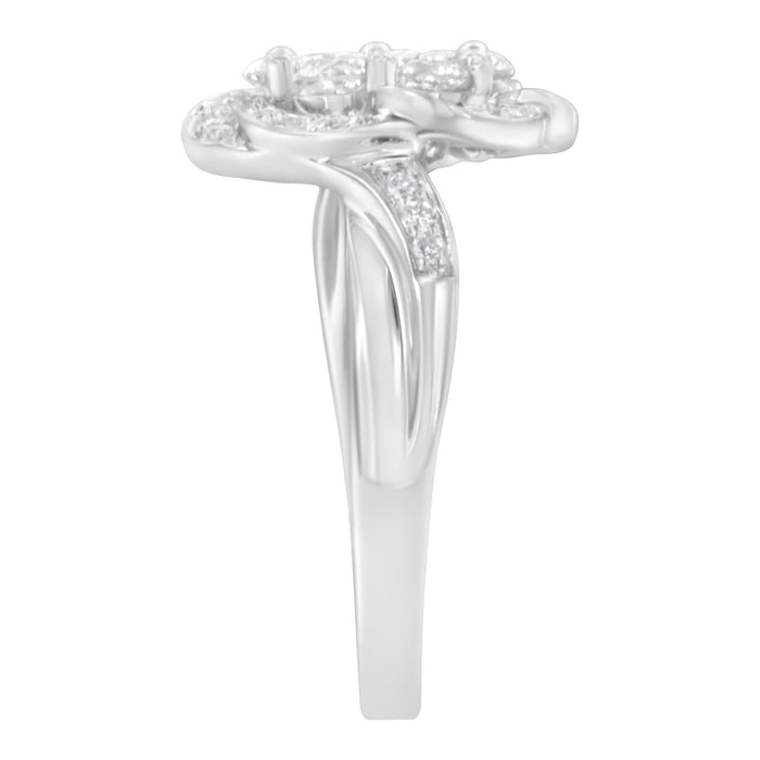 1 Ct. T.W. Floral Cluster Diamond Ring in 14K White Gold, photo 6