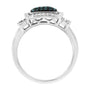 Anillo de cóctel de halo cuadrado con diamantes blancos y azules de 1/2 ct. p.t. en plata de ley bañada en rodio negro, foto 5