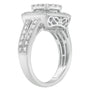 Anillo de racimo con halo y vástago dividido con diamantes de 1 ct. p.t. en oro blanco de 10K, foto 5