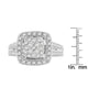 Anillo de racimo con halo y vástago dividido con diamantes de 1 ct. p.t. en oro blanco de 10K, foto 6