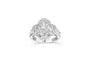 Anillo de cóctel de racimo floral cuadrifolio con diamantes redondos y baguette de 1 ct. p.t. en oro blanco de 14K, color H-I, claridad SI2-I1, foto 1