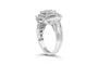 Anillo de cóctel de racimo floral cuadrifolio con diamantes redondos y baguette de 1 ct. p.t. en oro blanco de 14K, color H-I, claridad SI2-I1, foto 3