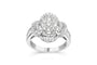 Anillo de cóctel de racimo floral cuadrifolio con diamantes redondos y baguette de 1 ct. p.t. en oro blanco de 14K, color H-I, claridad SI2-I1, foto 5
