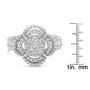 Anillo de cóctel de racimo floral cuadrifolio con diamantes redondos y baguette de 1 ct. p.t. en oro blanco de 14K, color H-I, claridad SI2-I1, foto 6
