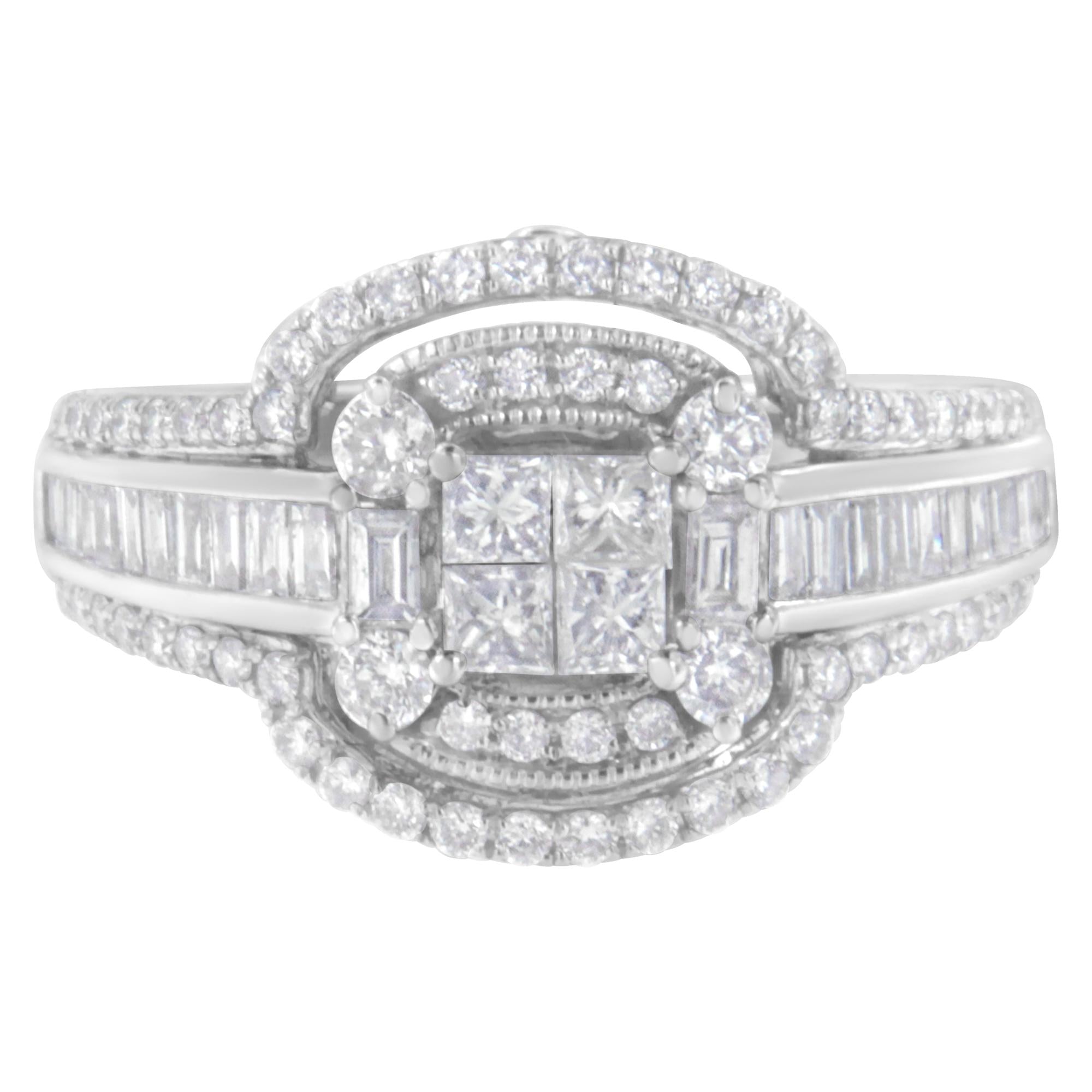 1 1/4 Ct. T.W. Diamond Cocktail Ring in 14K White Gold, photo 1