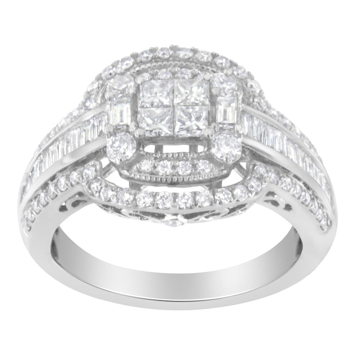 1 1/4 Ct. T.W. Diamond Cocktail Ring in 14K White Gold, photo 2