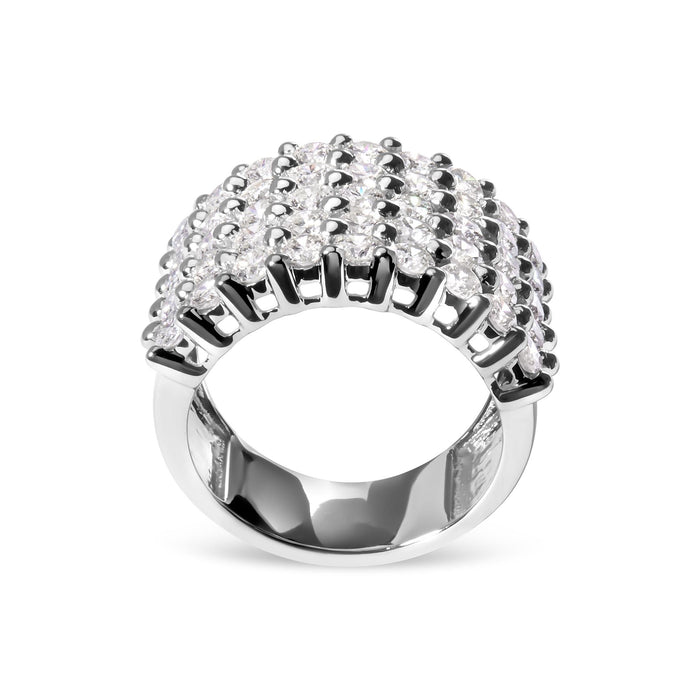 Anillo de banda de 5 hileras con diamantes de 4 ct. p.t. en oro blanco de 14K, foto 4