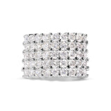 Anillo de banda de 5 hileras con diamantes de 4 ct. p.t. en oro blanco de 14K