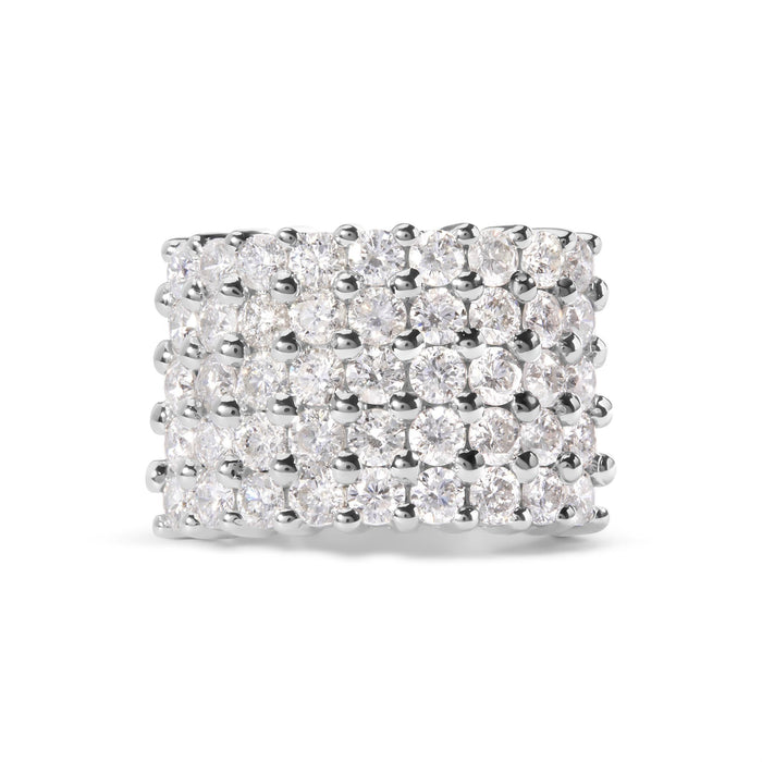 Anillo de banda de 5 hileras con diamantes de 4 ct. p.t. en oro blanco de 14K, foto 1