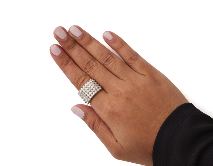 Anillo de banda de 5 hileras con diamantes de 4 ct. p.t. en oro blanco de 14K, foto 3