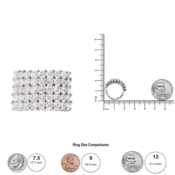 Anillo de banda de 5 hileras con diamantes de 4 ct. p.t. en oro blanco de 14K, foto 6