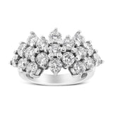 Anillo de banda disperso de varias hileras con diamantes de 4 ct. p.t. en oro blanco de 14K