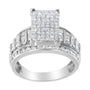 Anillo de racimo rectangular con diamantes de talla mixta de 2 ct. p.t. y banda de barra y canal en oro blanco de 14K, foto 2