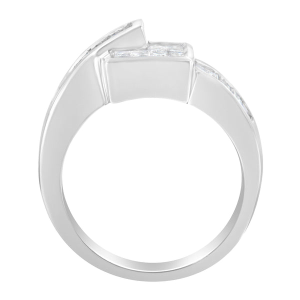 1 1/3 Ct. T.W. Princess and Baguette-Cut Diamond Ring in 14K White Gold, photo 2