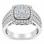 Anillo de racimo con diamantes de 1 ct. p.t. en oro blanco de 10K, foto 2