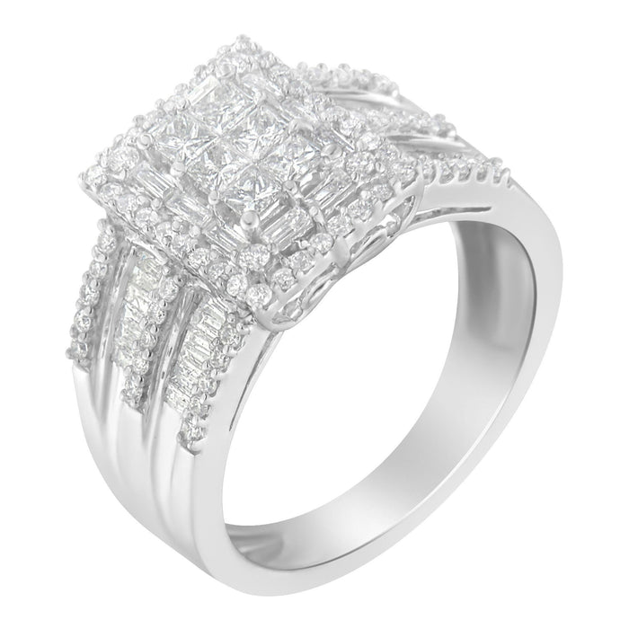 1 Ct. T.W. Princess, Baguette and Round Diamond Cluster Ring in 10K White Gold, photo 5